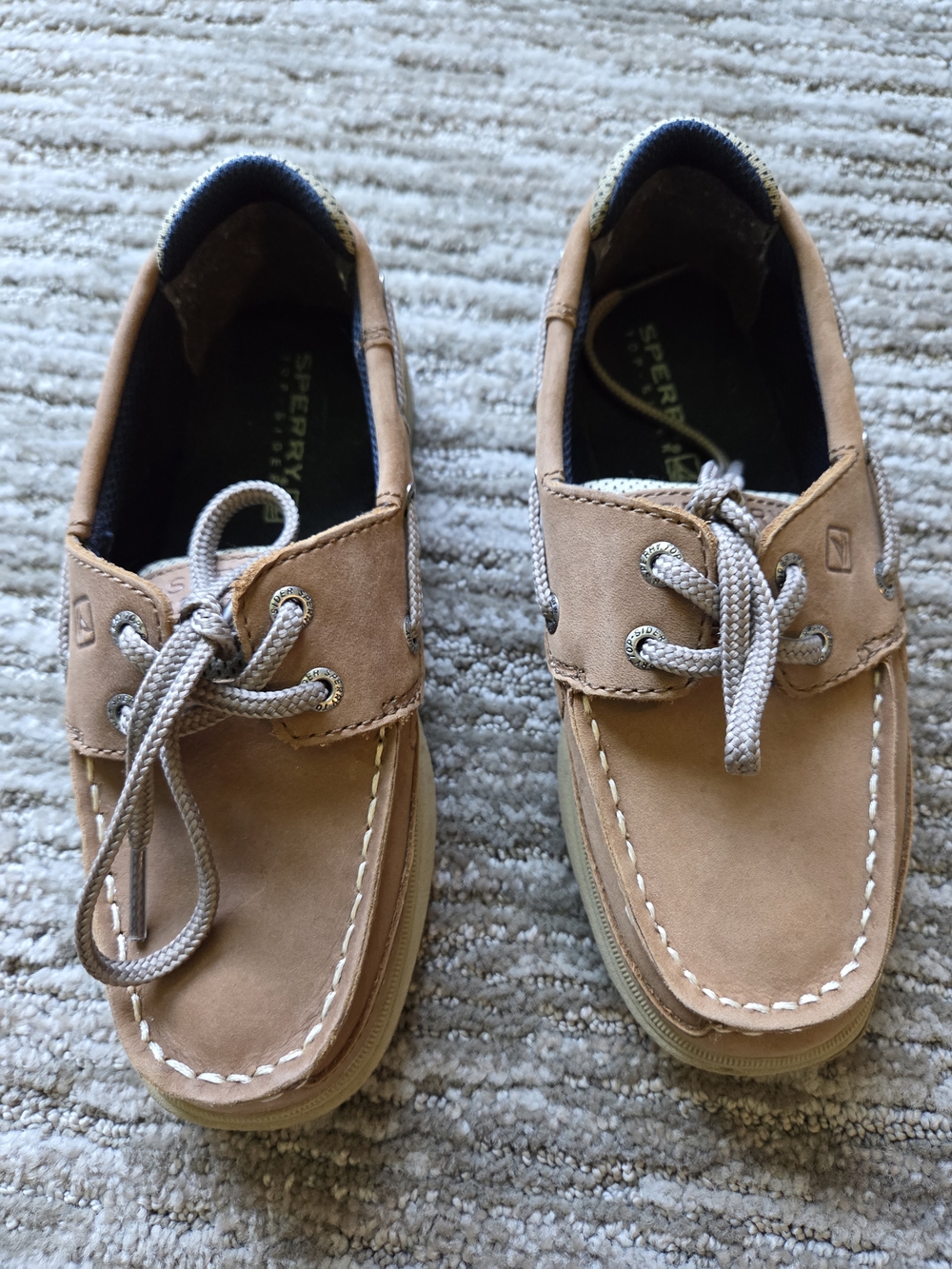 Sperry Kids Tan Leather Moccasin Boat Shoes
